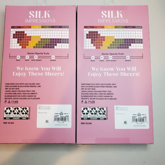 NEW 2 Packs of 2 Silk Impressions SZ XXL 20 Denier Sheer Pantyhose in Beige - Picture 4 of 7